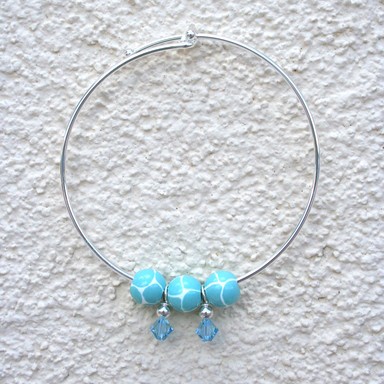 GIRAFFE AQUA INFINITY BRACELET W/AQUA SWAROVSKI CRYSTALS