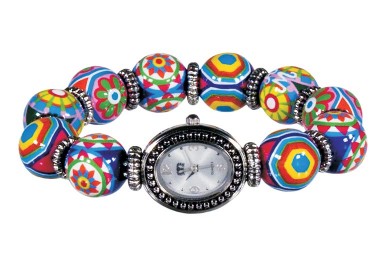 MURANO MAGIC CLASSIC BEAD WATCH - SILVER by Angela Moore - Hand Painted Beaded Watch
