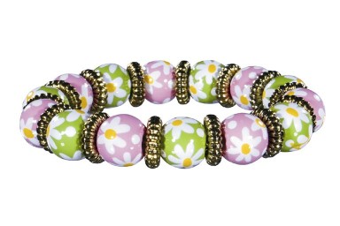 DAISY DAISY PINK/GREEN LITTLE GIRL'S BRACELET - GOLD by Angela Moore