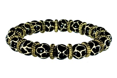 GIRAFFE COCOA PETITE BRACELET - GOLD by Angela Moore - Hand Painted, Beaded Bracelet