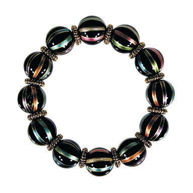 RIBBONS CLASSIC BRACLET - GOLD by Angela Moore - Hand Painted, Beaded Bracelet