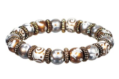 RAJ REVIVAL SHIMMER PETITE BRACELET - GOLD by Angela Moore - Hand Painted, Beaded Bracelet