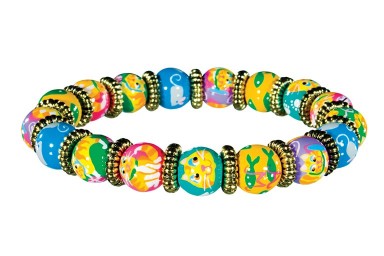 KITTY WITTY'S 9 LIVES PETITE BRACELET - GOLD by Angela Moore - Hand Painted, Beaded Bracelet