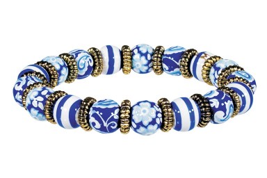 DEAUVILLE PETITE BRACELET - GOLD by Angela Moore - Hand Painted, Beaded Bracelet