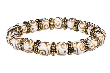 SOLAR SWIRL PETITE BRACELET - GOLD by Angela Moore - Hand Painted, Beaded Bracelet