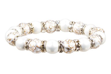 WEDDING BELLS PETITE BRACELET - CLEAR SWAROVSKI CRYSTALS by Angela Moore - Hand Painted, Beaded Bracelet