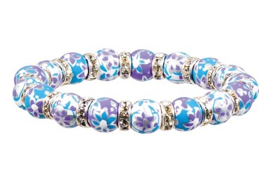 PURPLE PASSION PETITE BRACELET - CLEAR SWAROVSKI CRYSTALS by Angela Moore - Hand Painted, Beaded Bracelet