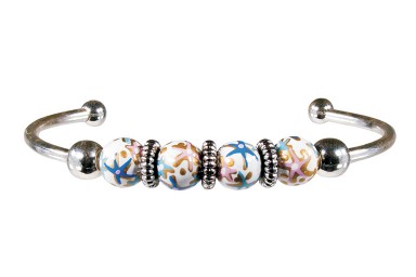 STARFISH BANGLE by Angela Moore - Hand Painted, Beaded Bengal Bracelet