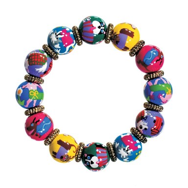 PAMPERED POOCH CLASSIC BRACELET - GOLD by Angela Moore - Hand Painted, Beaded Bracelet