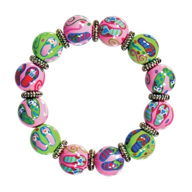 FANCY FLIPS CLASSIC BRACELET - SILVER by Angela Moore - Hand Painted, Beaded Bracelet