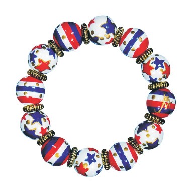 STARS & STRIPES CLASSIC BRACELET - GOLD by Angela Moore - Hand Painted, Beaded Bracelet