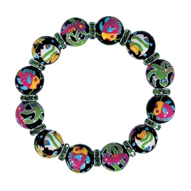 HOT TROPICS CLASSIC BRACELET - PERIDOT SWAROVSKI CRYSTALS by Angela Moore - Hand Painted, Beaded Bracelets