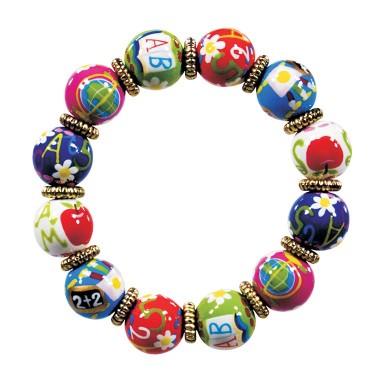 TEACHER'S PET CLASSIC BRACELET - GOLD by Angela Moore - Hand Painted, Beaded Bracelet