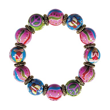 GOOD KARMA CLASSIC BRACELET - GOLD by Angela Moore - Hand Painted, Beaded Bracelet