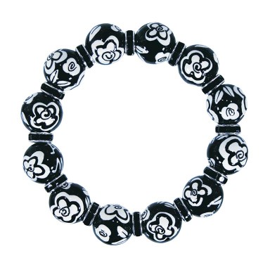 CAMELLIA CLASSIC BRACELET - JET SWAROVSKI CRYSTALS by Angela Moore - Hand Painted, Beaded Bracelets