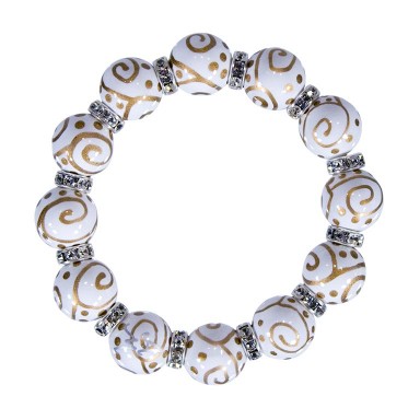 SOLAR SWIRL CLASSIC BRACELET - CLEAR SWAROVSKI CRYSTALS by Angela Moore - Hand Painted, Beaded Bracelets