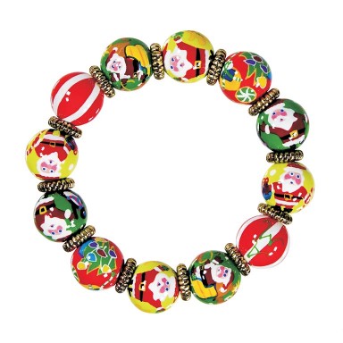SANTA'S SURPRISE CLASSIC BRACELET - GOLD by Angela Moore - Hand Painted, Beaded Bracelet