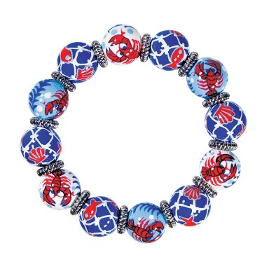 LOVE THAT LOBSTA CLASSIC BRACELET - SILVER by Angela Moore - Hand Painted, Beaded Bracelet