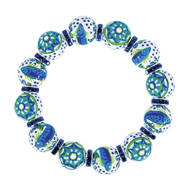 COASTAL COOL CLASSIC BRACELET - LT SAPPHIRE SWAROVSKI CRYSTALS by Angela Moore - Hand Painted, Beaded Bracelets