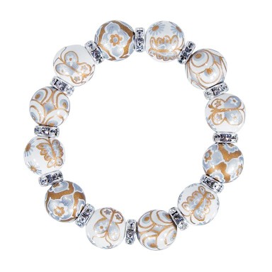 MOONDROP SERENADE CLASSIC BRACELET - CLEAR SWAROVSKI CRYSTALS by Angela Moore - Hand Painted, Beaded Bracelets