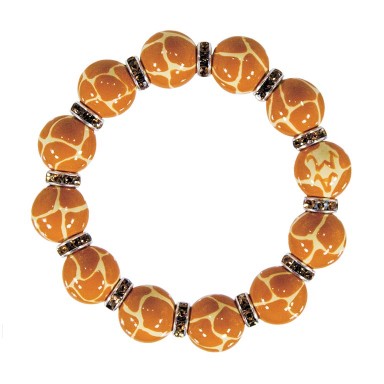 GIRAFFE CARAMEL CLASSIC BRACELET - TOPAZ SWAROVSKI CRYSTALS by Angela Moore - Hand Painted, Beaded Bracelet