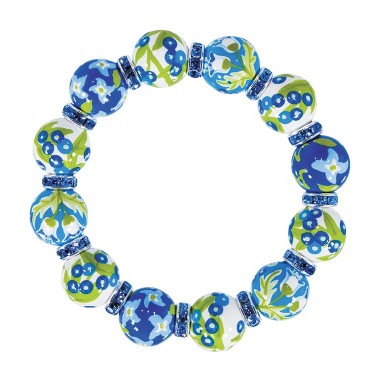 SUMMERTIME BLUES CLASSIC BRACELET - LT SAPPHIRE SWAROVSKI CRYSTALS by Angela Moore - Hand Painted, Beaded Bracelets