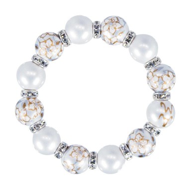 WEDDING BELLS CLASSIC BRACLET - CLEAR SWAROVSKI CRYSTALS by Angela Moore - Hand Painted, Beaded Bracelets