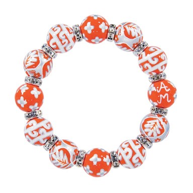 DESERT BLOOM SPICE CLASSIC BRACELET - CLEAR SWAROVSKI CRYSTALS by Angela Moore - Hand Painted, Beaded Bracelets