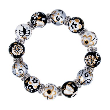 TWILIGHT TWINKLE CLASSIC BRACELET - CLEAR SWAROVSKI CRYSTALS by Angela Moore - Hand Painted, Beaded Bracelets