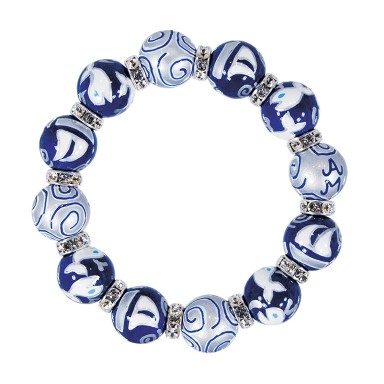 NIFTY NAUTICALS CLASSIC BRACELET - CLEAR SWAROVSKI CRYSTALS by Angela Moore - Hand Painted, Beaded Bracelets