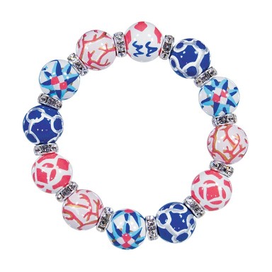 TREASURE ISLAND CLASSIC BRACELET - CLEAR SWAROVSKI CRYSTALS by Angela Moore - Hand Painted, Beaded Bracelets