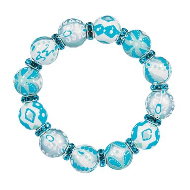 SEYCHELLES SPIRIT CLASSIC BRACELET - AQUA SWAROVSKI CRYSTALS by Angela Moore - Hand Painted, Beaded Bracelets