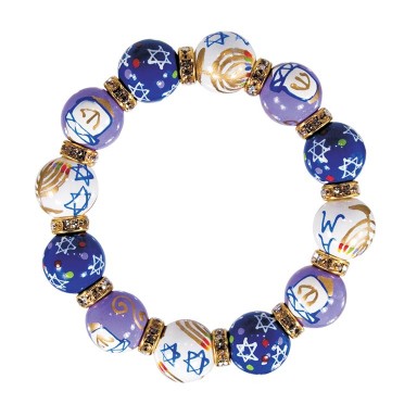 HANNUKAH HEAVEN CLASSIC BRACELET - CLEAR SWAROVSKI CRYSTALS by Angela Moore - Hand Painted, Beaded Bracelets