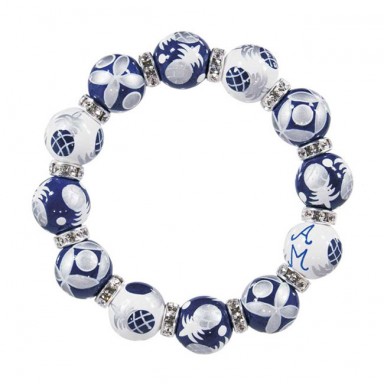 PINEAPPLE PATCH NAVY/SILVER CLASSIC BRACELET - CLEAR SWAROVSKI CRYSTALS 