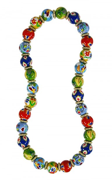 FRENCH COUNTRY CLASSIC NECKLACE - GOLD by Angela Moore - Hand Painted, Beaded Necklace