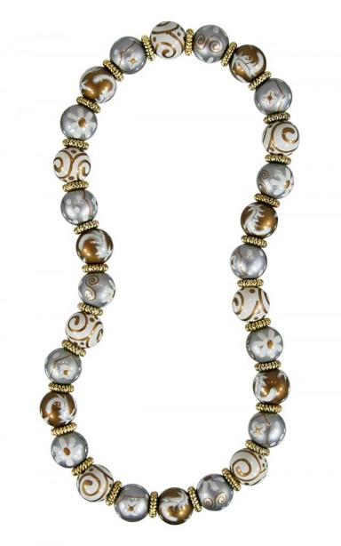RAJ REVIVAL CLASSIC NECKLACE - GOLD by Angela Moore - Hand Painted, Beaded Necklace