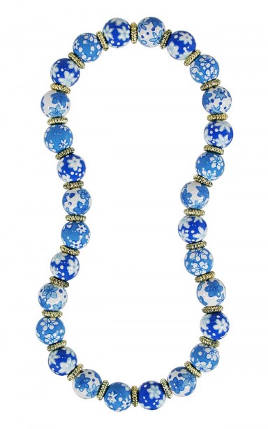 COOL CAPRI CLASSIC NECKLACE - GOLD by Angela Moore - Hand Painted, Beaded Necklace