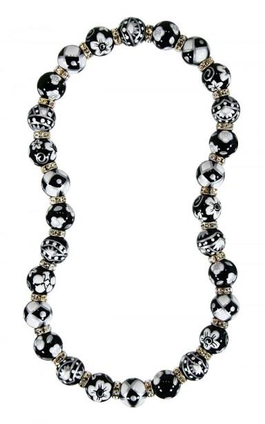 PLAZA NIGHTS CLASSIC NECKLACE - CLEAR SWAROVSKI CRYSTALS by Angela Moore - Hand Painted, Beaded Necklace