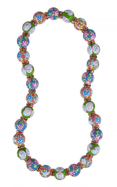 SHE SELLS SEASHELLS CLASSIC NECKLACE - LIGHT ROSE SWAROVSKI CRYSTALS by Angela Moore - Hand Painted, Beaded Necklace