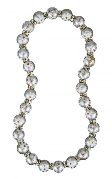 MOON SHADOW CLASSIC NECKLACE - CLEAR SWAROVSKI CRYSTALS  by Angela Moore - Hand Painted, Beaded Necklace