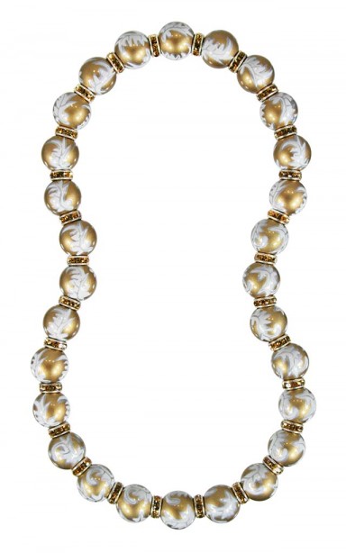 SUN SHADOW CLASSIC NECKLACE - TOPAZ SWAROVSKI CRYSTALS by Angela Moore - Hand Painted, Beaded Necklace