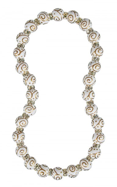SOLAR SWIRL CLASSIC NECKLACE - CLEAR SWAROVSKI CRYSTALS by Angela Moore - Hand Painted, Beaded Necklace