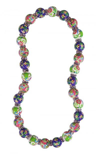 FLORAL GARDEN CLASSIC NECKLACE - VIOLET SWAROVSKI CRYSTALS by Angela Moore - Hand Painted, Beaded Necklace