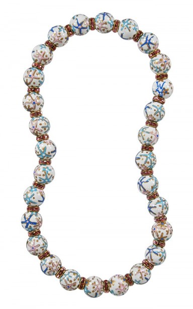 STARFISH PEARL CLASSIC BRACLET - LIGHT ROSE SWAROVSKI CRYSTALS by Angela Moore - Hand Painted, Beaded Necklace