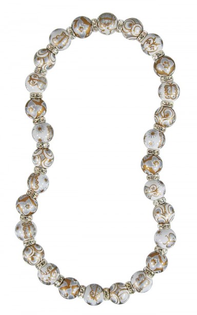 MOONDROP SERENADE CLASSIC NECKLACE - CLEAR SWAROVSKI CRYSTALS by Angela Moore - Hand Painted, Beaded Necklace