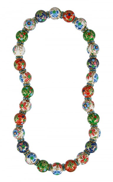 GILDED AGE CLASSIC BRACLET - AQUAMARINE SWAROVSKI CRYSTALS by Angela Moore - Hand Painted, Beaded Necklace