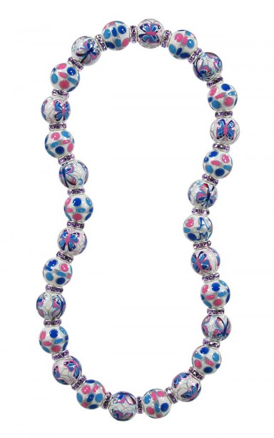 FLUTTER GIRL CLASSIC NECKLACE - VIOLET SWAROVSKI CRYSTALS by Angela Moore - Hand Painted, Beaded Necklace