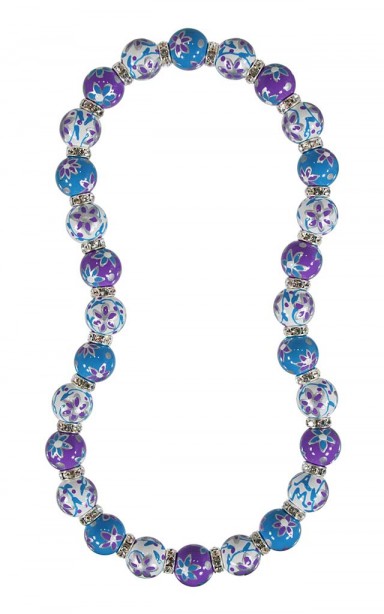 PURPLE PASSION CLASSIC NECKLACE - CLEAR SWAROVSKI CRYSTALS by Angela Moore - Hand Painted, Beaded Necklace