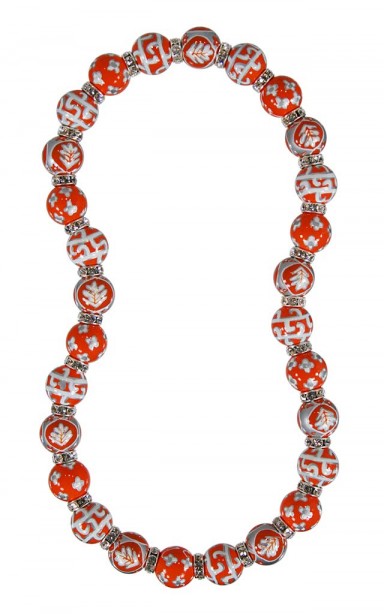DESERT BLOOM SPICE CLASSIC NECKLACE - CLEAR SWAROVSKI CRYSTALS by Angela Moore - Hand Painted, Beaded Necklace