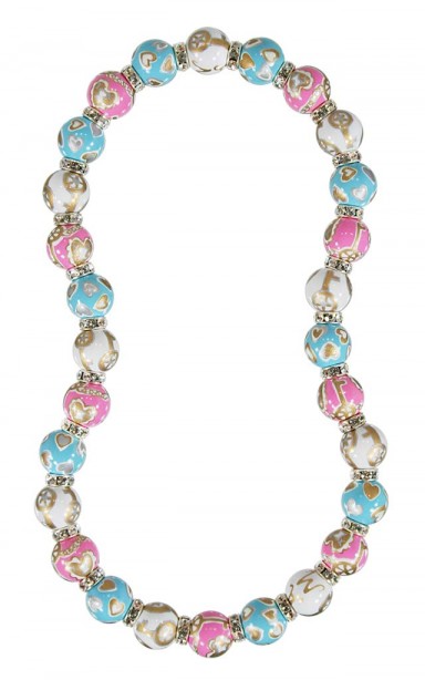 KEY TO MY HEART CLASSIC NECKLACE - CLEAR SWAROVSKI CRYSTALS by Angela Moore - Hand Painted, Beaded Necklace